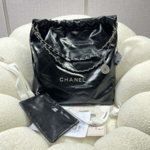 chanel 22 large handbag shiny calfskin as3262 black with silver logo 001 luxibags.ru .jpg
