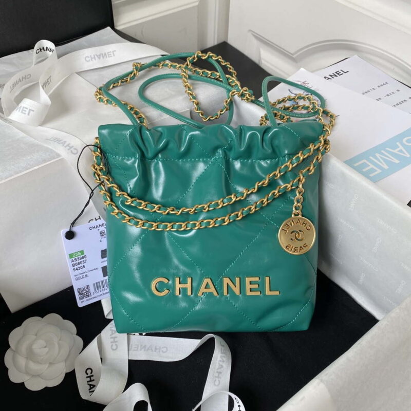 chanel 22 mini handbag as3980 shiny calfskin gold tone metal chanel 22 as3980 mini handbag shiny calfskin silver tone metal green 001 luxibags.ru .jpg