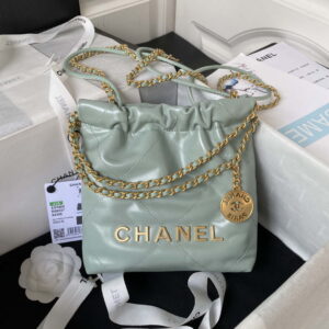 chanel 22 mini handbag as3980 shiny calfskin gold tone metal chanel 22 as3980 mini handbag shiny calfskin silver tone metal green gray 001 luxibags.ru .jpg