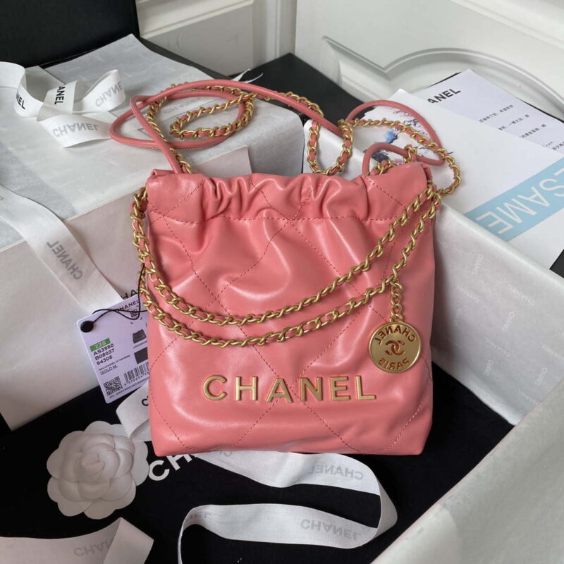 chanel 22 mini handbag as3980 shiny calfskin gold tone metal chanel 22 as3980 mini handbag shiny calfskin silver tone metal pink 001 luxibags.ru .jpg