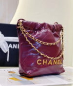 chanel 22 mini handbag as3980 shiny calfskin gold tone metal purple red 006 luxibags.ru .jpg