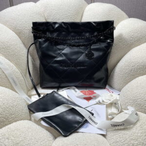 chanel 22 small handbag shiny calfskin as3260 black with black logo 001 luxibags.ru .jpg