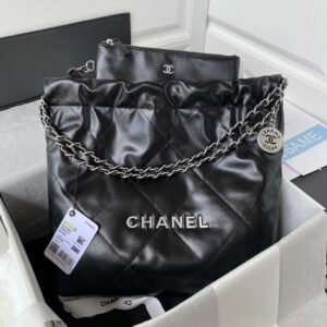 chanel 22 small handbag shiny calfskin as3260 black with silver logo 001 luxibags.ru .jpg