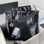 chanel 22 small handbag shiny calfskin as3260 black with silver logo 002 luxibags.ru .jpg