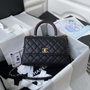 chanel 23p medium flap bag with brown top handle bag a92990 black 010 luxibags.ru .jpg