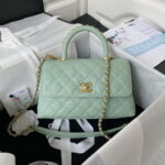 chanel 23p medium flap bag with brown top handle bag a92990 green 001 luxibags.ru .jpg