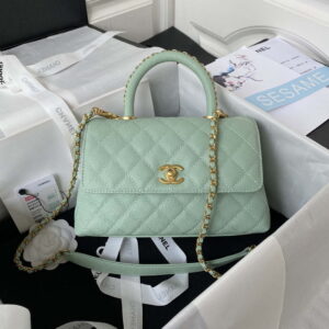 chanel 23p medium flap bag with brown top handle bag a92990 green 001 luxibags.ru .jpg