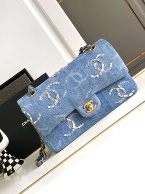 chanel a01112 flap classic handbag blue denim beaded sequin bag 01 luxibags.ru .jpg
