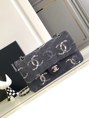 chanel a01112 flap classic handbag gray denim beaded sequin bag 01 luxibags.ru .jpg