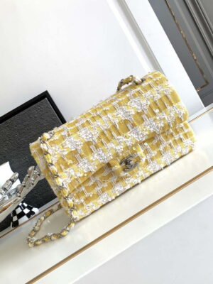 chanel a01112 flap classic handbag tweed beads gold tone metal yellow 001 luxibags.ru .jpg