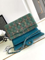 chanel a01112 flap classic handbag tweed silver tone metal green 007 luxibags.ru .jpg
