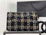 chanel a01112 flap classic handbag woolen gold tone metal black 003 luxibags.ru .jpg