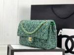 chanel a01112 flap classic handbag woolen gold tone metal green 002 luxibags.ru .jpg