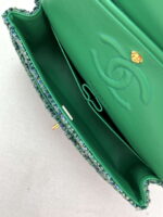 chanel a01112 flap classic handbag woolen gold tone metal green 007 luxibags.ru .jpg