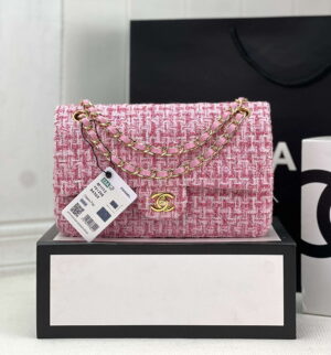 chanel a01112 flap classic handbag woolen gold tone metal pink 001 luxibags.ru .jpg