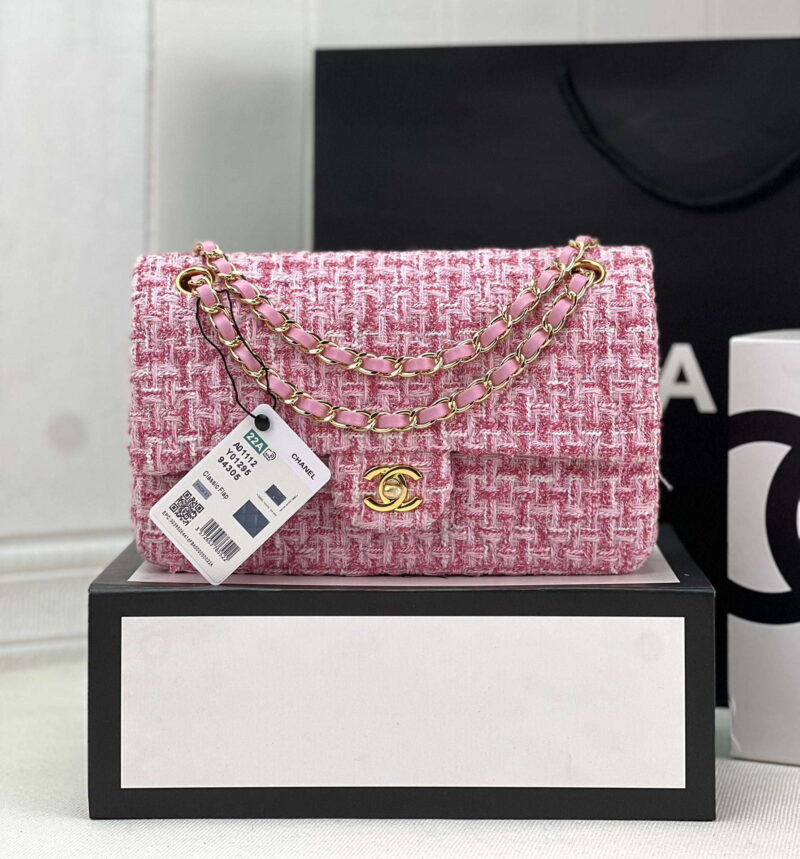 chanel a01112 flap classic handbag woolen gold tone metal pink 001 luxibags.ru .jpg