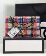chanel a01112 flap classic handbag woolen gold tone metal pink blue 001 luxibags.ru .jpg