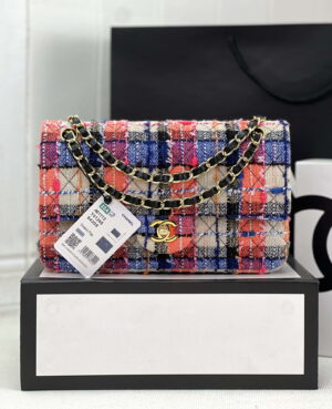chanel a01112 flap classic handbag woolen gold tone metal pink blue 001 luxibags.ru .jpg