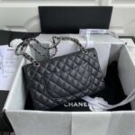 chanel a01112 flap handbag classic bag grained shiny calfskin black silver 011 luxibags.ru .jpg