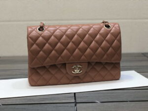 chanel a01112 flap handbag classic bag lambskin brown shiny gold 010 luxibags.ru .jpg