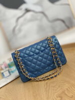 chanel a01112 flap handbag classic grained shiny calfskin navy blue gold 002 luxibags.ru .jpg