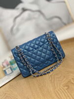 chanel a01112 flap handbag classic grained shiny calfskin navy blue silver 002 luxibags.ru .jpg