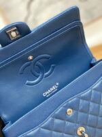 chanel a01112 flap handbag classic grained shiny calfskin navy blue silver 007 luxibags.ru .jpg
