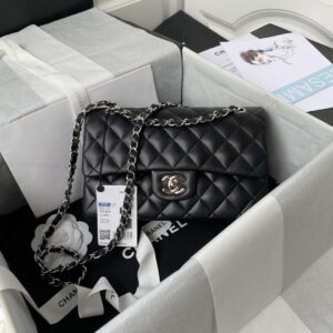 chanel a01113 flap handbag classic bag black lambskin silver 001 luxibags.ru .jpg