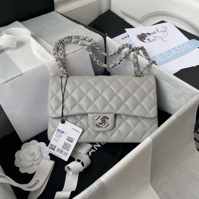 chanel a01113 flap handbag classic bag grained shiny calfskin lake light gray gold 001 luxibags.ru .jpg
