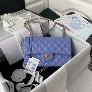 chanel a01113 flap handbag classic bag lambskin blue gold 001 luxibags.ru .jpg
