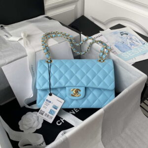 chanel a01113 flap handbag classic bag lambskin lake blue gold 001 luxibags.ru .jpg