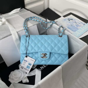 chanel a01113 flap handbag classic bag lambskin lake blue silver 001 luxibags.ru .jpg