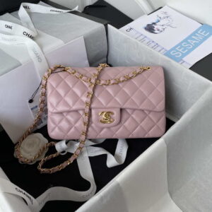 chanel a01113 flap handbag classic bag lambskin light pink gold 001 luxibags.ru .jpg