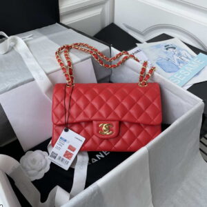 chanel a01113 flap handbag classic bag lambskin red gold 001 luxibags.ru .jpg