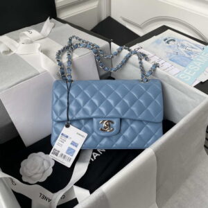 chanel a01113 flap handbag classic bag lambskin sky blue silver 001 luxibags.ru .jpg
