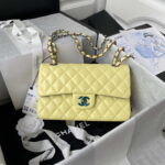 chanel a01113 flap handbag classic bag yellow lambskin with blue hardware 001 luxibags.ru .jpg