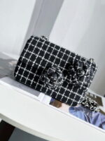 chanel a1116 mini flap classic handbag tweed silver tone metal black 001 luxibags.ru .jpg