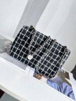 chanel a1116 mini flap classic handbag tweed silver tone metal black 002 luxibags.ru .jpg