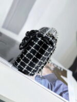 chanel a1116 mini flap classic handbag tweed silver tone metal black 003 luxibags.ru .jpg