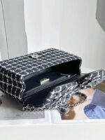 chanel a1116 mini flap classic handbag tweed silver tone metal black 005 luxibags.ru .jpg