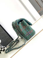 chanel a1116 mini flap classic handbag tweed silver tone metal green 002 luxibags.ru .jpg