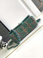 chanel a1116 mini flap classic handbag tweed silver tone metal green 004 luxibags.ru .jpg