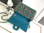 chanel a1116 mini flap classic handbag tweed silver tone metal green 006 luxibags.ru .jpg