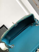 chanel a1116 mini flap classic handbag tweed silver tone metal green 008 luxibags.ru .jpg