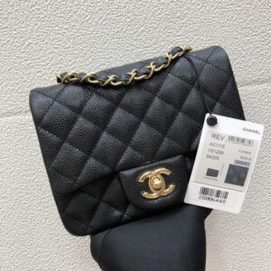 chanel a35200 mini flap bag 17cm grained calfskin black gold 010 luxibags.ru .jpg