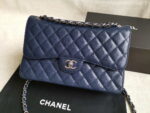 chanel a58600 large classic handbag grained shiny calfskin navy blue sliver 001 luxibags.ru .jpg
