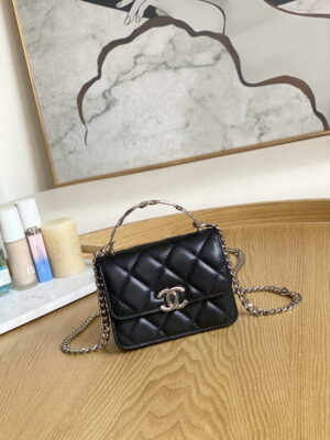 chanel a81197 mini flap calfskin enamel silver tone metal black 001 luxibags.ru .jpg