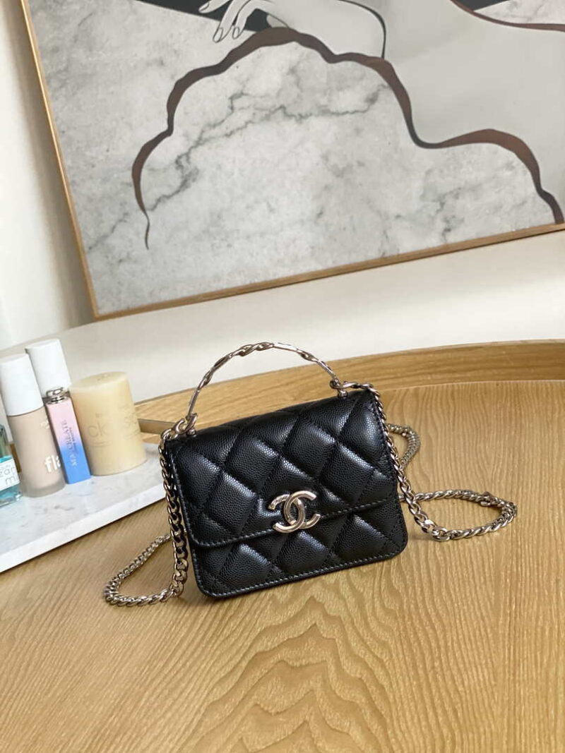 chanel a81197 mini flap calfskin enamel silver tone metal black 001 luxibags.ru .jpg