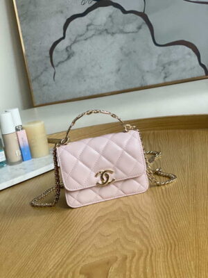 chanel a81197 mini flap lambskin enamel gold tone metal pink 001 luxibags.ru .jpg