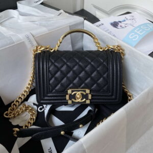 chanel a94805 boy flap bag with handle grained shiny calfskin gold tone metal black 001 luxibags.ru .jpg